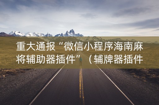 重大通报“微信小程序海南麻将辅助器插件”（辅牌器插件购买)