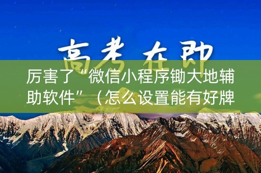 厉害了“微信小程序锄大地辅助软件”（怎么设置能有好牌)