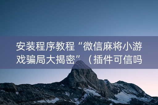 安装程序教程“微信麻将小游戏骗局大揭密”（插件可信吗)