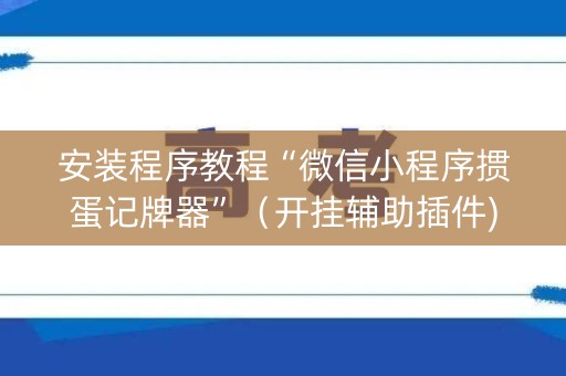 安装程序教程“微信小程序掼蛋记牌器”（开挂辅助插件)
