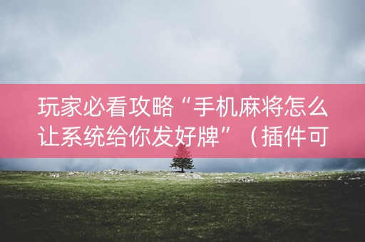 玩家必看攻略“手机麻将怎么让系统给你发好牌”（插件可信吗)