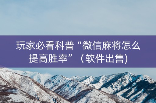玩家必看科普“微信麻将怎么提高胜率”（软件出售)