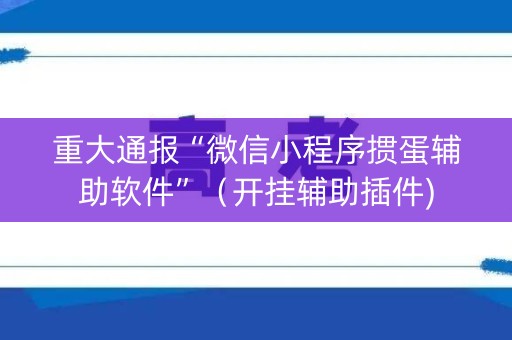 重大通报“微信小程序掼蛋辅助软件”（开挂辅助插件)