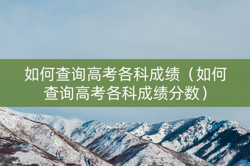 如何查询高考各科成绩（如何查询高考各科成绩分数）
