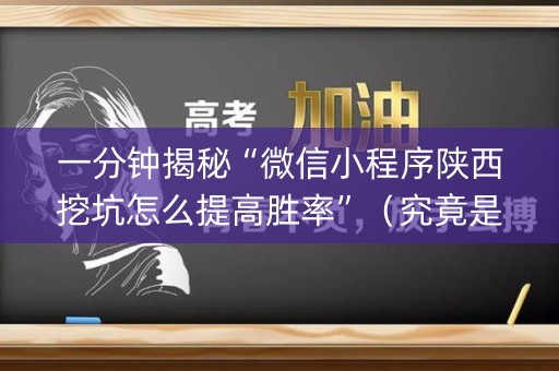 一分钟揭秘“微信小程序陕西挖坑怎么提高胜率”（究竟是不是有挂)
