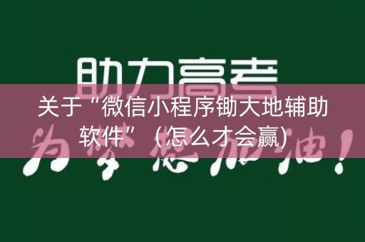 关于“微信小程序锄大地辅助软件”（怎么才会赢)
