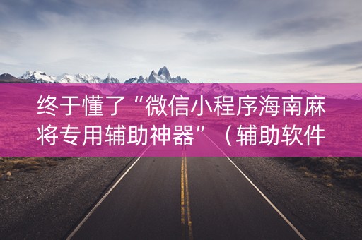 终于懂了“微信小程序海南麻将专用辅助神器”（辅助软件)