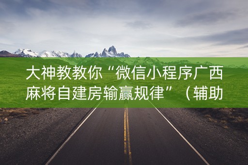 大神教教你“微信小程序广西麻将自建房输赢规律”（辅助器下载)