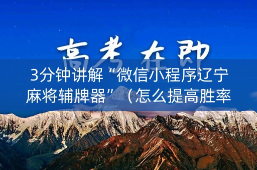 3分钟讲解“微信小程序辽宁麻将辅牌器”（怎么提高胜率)