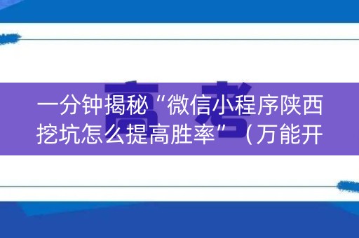一分钟揭秘“微信小程序陕西挖坑怎么提高胜率”（万能开挂器)