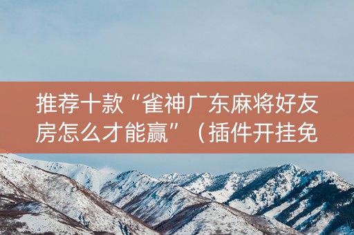 推荐十款“雀神广东麻将好友房怎么才能赢”（插件开挂免费AI)