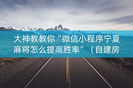 大神教教你“微信小程序宁夏麻将怎么提高胜率”（自建房胜负规律)