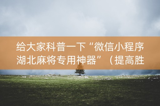 给大家科普一下“微信小程序湖北麻将专用神器”（提高胜率软件)