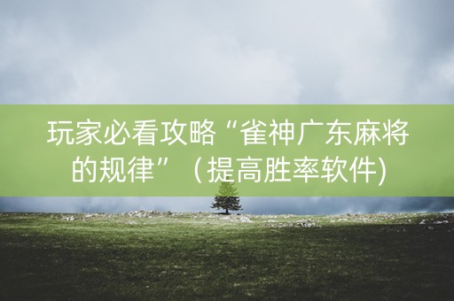 玩家必看攻略“雀神广东麻将的规律”（提高胜率软件)