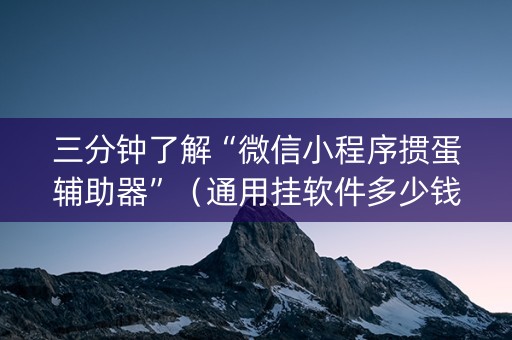 三分钟了解“微信小程序掼蛋辅助器”（通用挂软件多少钱)