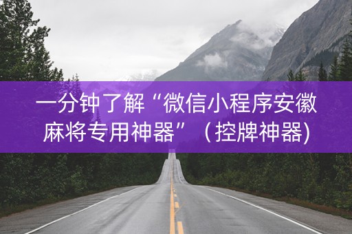 一分钟了解“微信小程序安徽麻将专用神器”（控牌神器)