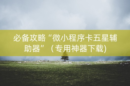 必备攻略“微小程序卡五星辅助器”（专用神器下载)