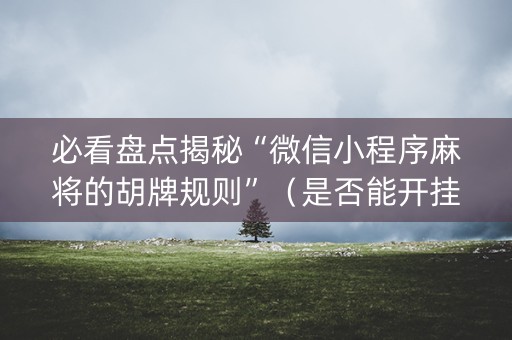 必看盘点揭秘“微信小程序麻将的胡牌规则”（是否能开挂)
