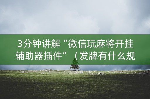 3分钟讲解“微信玩麻将开挂辅助器插件”（发牌有什么规律吗)