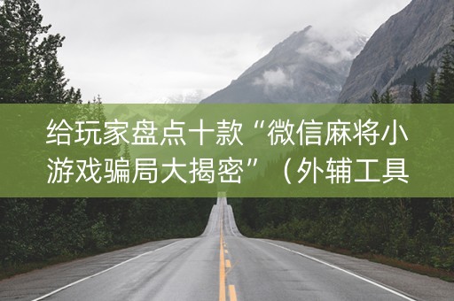 给玩家盘点十款“微信麻将小游戏骗局大揭密”（外辅工具)