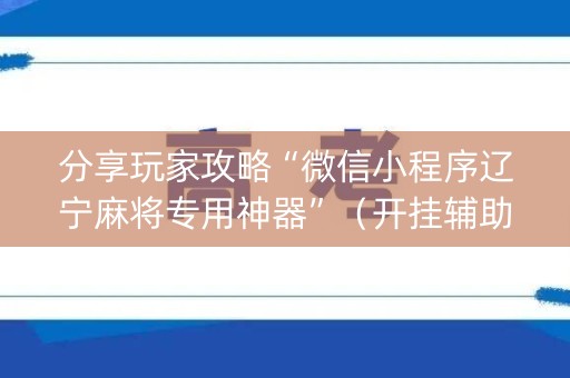 分享玩家攻略“微信小程序辽宁麻将专用神器”（开挂辅助器插件)