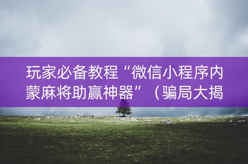 玩家必备教程“微信小程序内蒙麻将助赢神器”（骗局大揭秘)