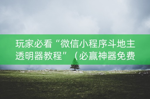 玩家必看“微信小程序斗地主透明器教程”（必赢神器免费安装)