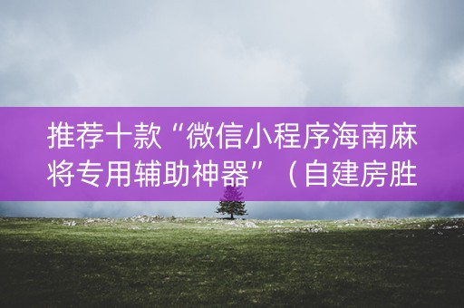 推荐十款“微信小程序海南麻将专用辅助神器”（自建房胜负规律)
