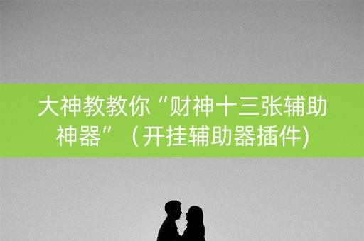 大神教教你“财神十三张辅助神器”（开挂辅助器插件)