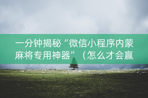 一分钟揭秘“微信小程序内蒙麻将专用神器”（怎么才会赢)