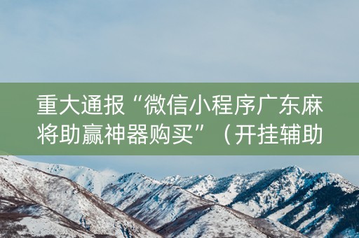 重大通报“微信小程序广东麻将助赢神器购买”（开挂辅助插件)