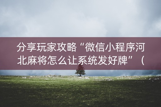 分享玩家攻略“微信小程序河北麻将怎么让系统发好牌”（神器最新免费)