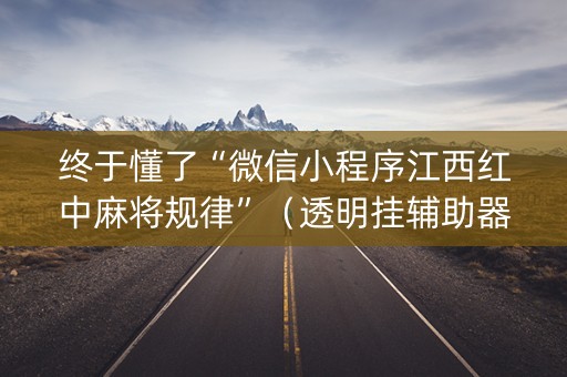 终于懂了“微信小程序江西红中麻将规律”（透明挂辅助器)