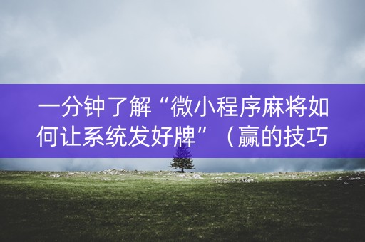一分钟了解“微小程序麻将如何让系统发好牌”（赢的技巧规律)