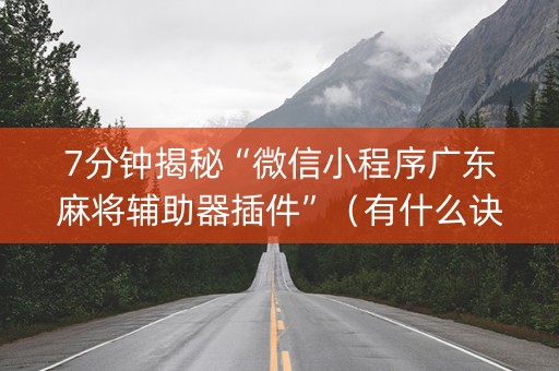 7分钟揭秘“微信小程序广东麻将辅助器插件”（有什么诀窍)