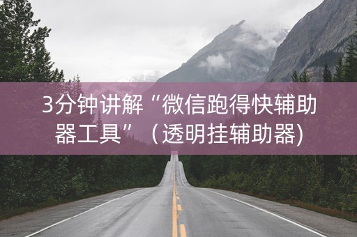3分钟讲解“微信跑得快辅助器工具”（透明挂辅助器)