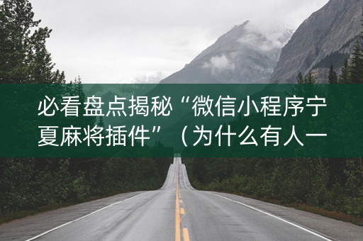 必看盘点揭秘“微信小程序宁夏麻将插件”（为什么有人一直赢)