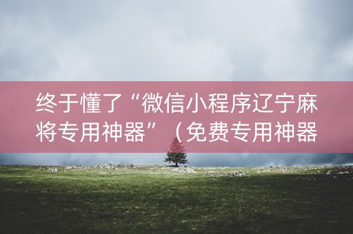 终于懂了“微信小程序辽宁麻将专用神器”（免费专用神器)
