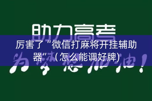 厉害了“微信打麻将开挂辅助器”（怎么能调好牌)