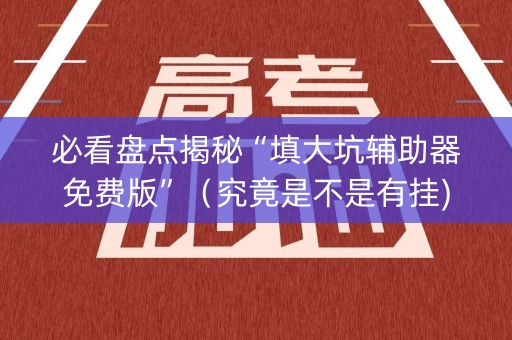 必看盘点揭秘“填大坑辅助器免费版”（究竟是不是有挂)
