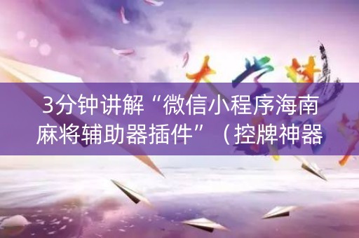 3分钟讲解“微信小程序海南麻将辅助器插件”（控牌神器)