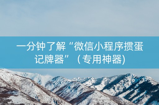 一分钟了解“微信小程序掼蛋记牌器”（专用神器)