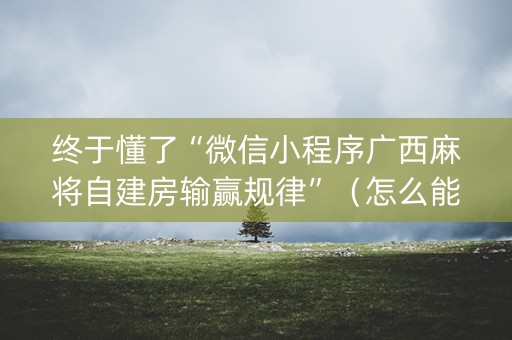 终于懂了“微信小程序广西麻将自建房输赢规律”（怎么能得到好牌)