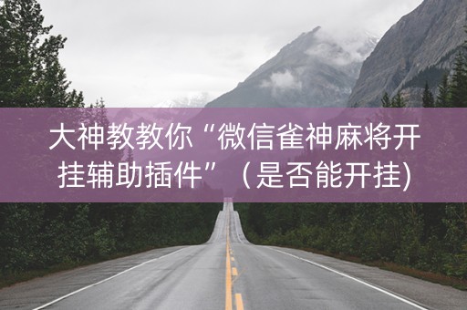 大神教教你“微信雀神麻将开挂辅助插件”（是否能开挂)