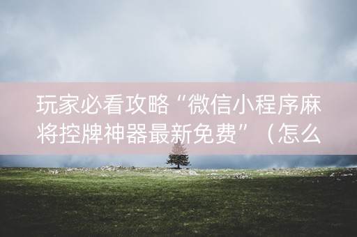 玩家必看攻略“微信小程序麻将控牌神器最新免费”（怎么设置能有好牌)