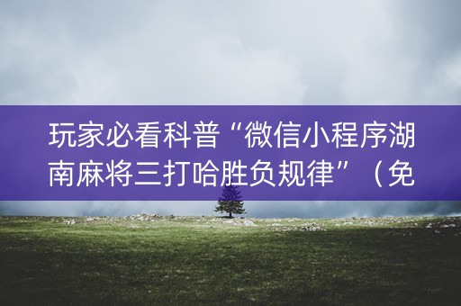 玩家必看科普“微信小程序湖南麻将三打哈胜负规律”（免费专用神器)