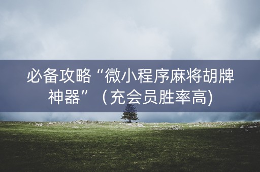 必备攻略“微小程序麻将胡牌神器”（充会员胜率高)