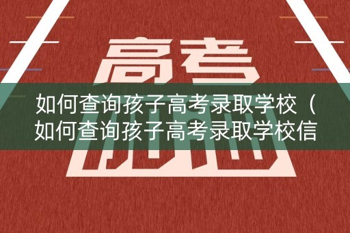 如何查询孩子高考录取学校（如何查询孩子高考录取学校信息）