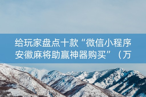 给玩家盘点十款“微信小程序安徽麻将助赢神器购买”（万能开挂神器)