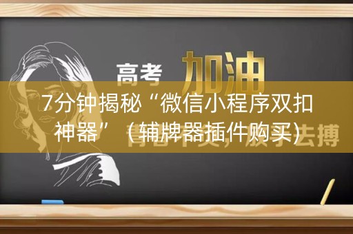 7分钟揭秘“微信小程序双扣神器”（辅牌器插件购买)
